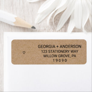 Rustic Faux Kraft Paper Modern Heart Wedding Label Return Address Label