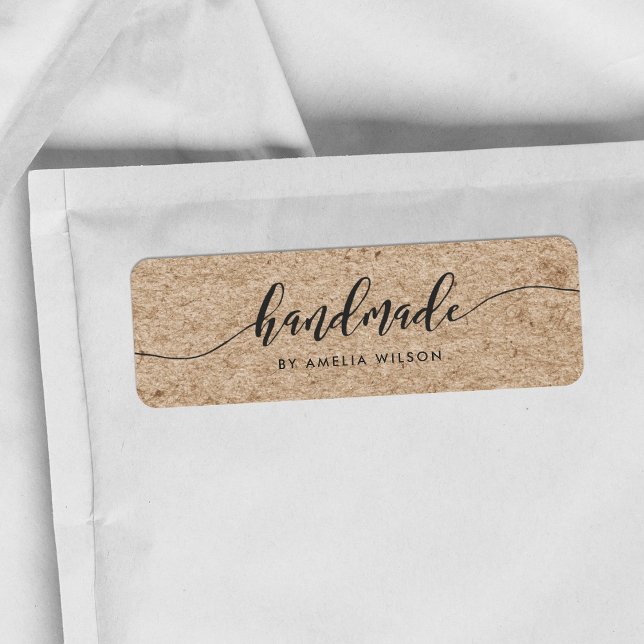Rustic Faux Kraft Relax Script Handmade Return Address Label (Creator Uploaded)