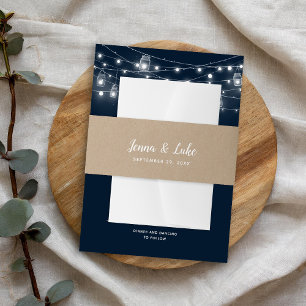 Rustic Faux Kraft Wedding Invitation Belly Band