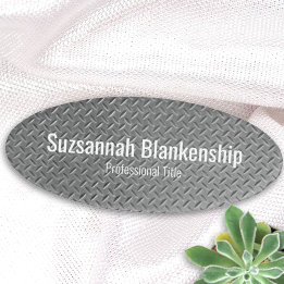 Rustic Faux Metal Diamond Plate Name Tag Template