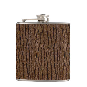 Rustic Faux Piece of Wood Grain Tree Bark Hip Flask