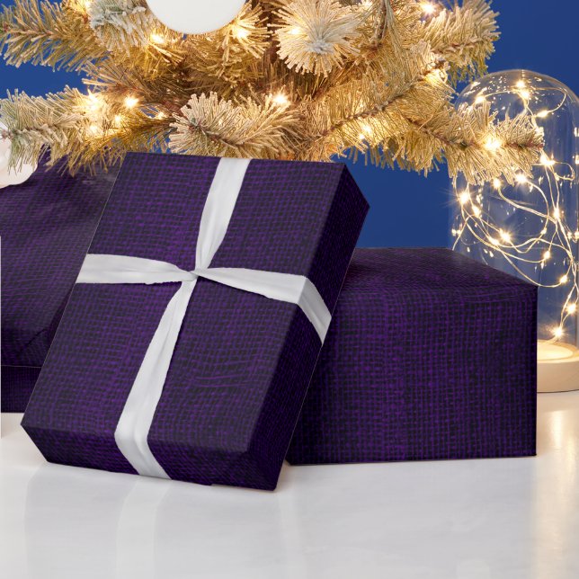 Rustic Faux Plum Purple Burlap Texture Wrapping Paper (Holidays)