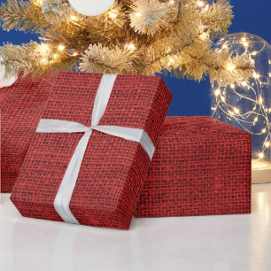 Rustic Faux Red Burlap Texture Wrapping Paper