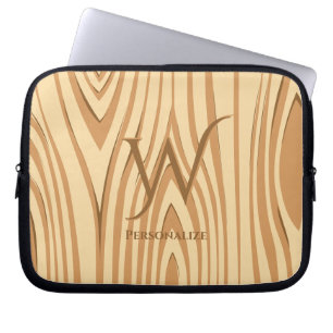Rustic Faux Stained Brown Wood Personalised Custom Laptop Sleeve