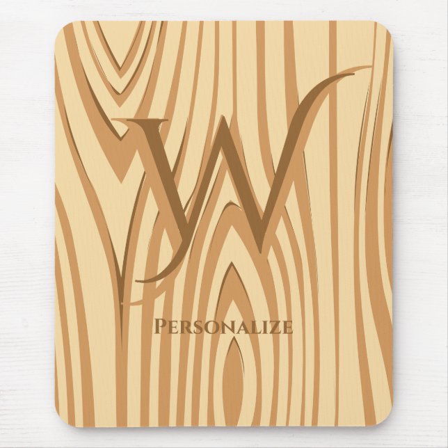 Rustic Faux Stained Brown Wood Personalised Custom Mouse Pad (Front)
