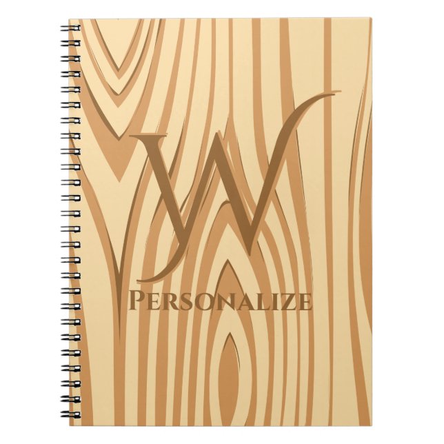 Rustic Faux Stained Brown Wood Personalised Custom Notebook (Front)