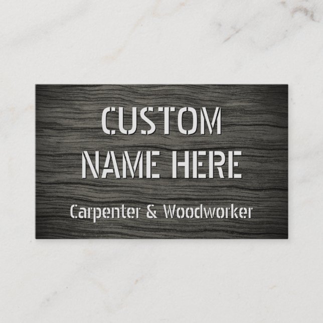 Rustic Faux Wood Look Carpenter / Woodworker Business Card (Front)