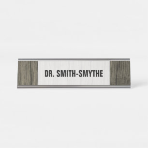 Rustic, Faux Wood Look Pattern + Custom Name Desk Name Plate