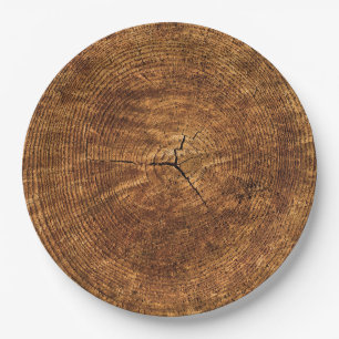 Rustic Faux Wood Trunk Disposable Paper Plates