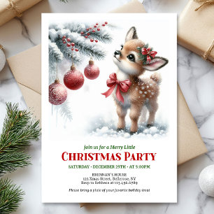 Rustic fawn snowy forest serene scene Christmas Invitation