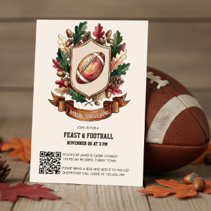 Rustic Feast and Football Turkey Bowl Thanksgiving Invitation