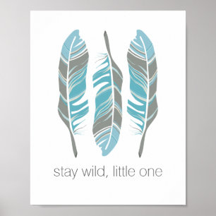 Rustic Feathers Stay Wild Personalised Wall Art