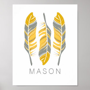 Rustic Feathers Stay Wild Personalized Wall Art