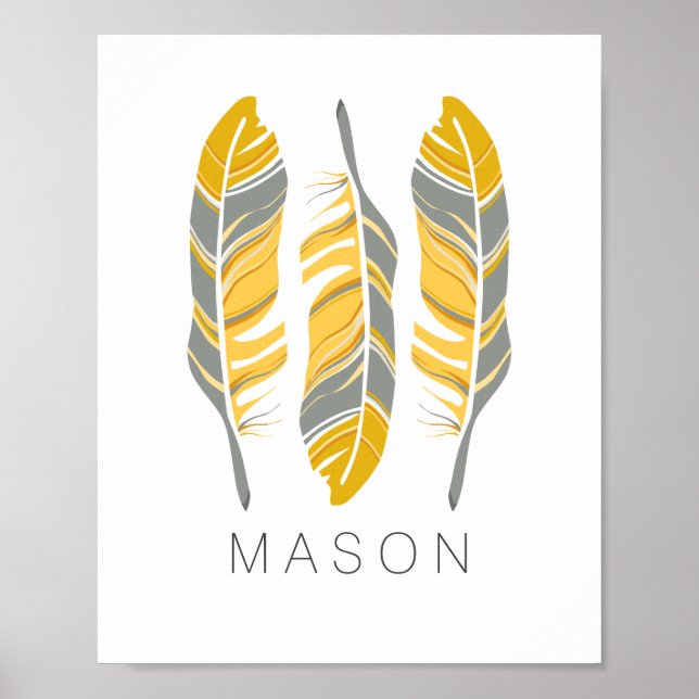 Rustic Feathers Stay Wild Personalized Wall Art (Front)