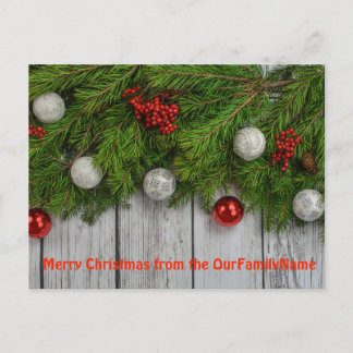 Rustic Fence Garland Christmas Customise Postcard
