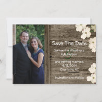 Rustic Fence Photo Save The Date Announcement