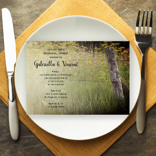 Rustic Fence Post Country Wedding Rehearsal Dinner Invitation