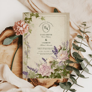 Rustic Fern and White Flower Wedding Invitation