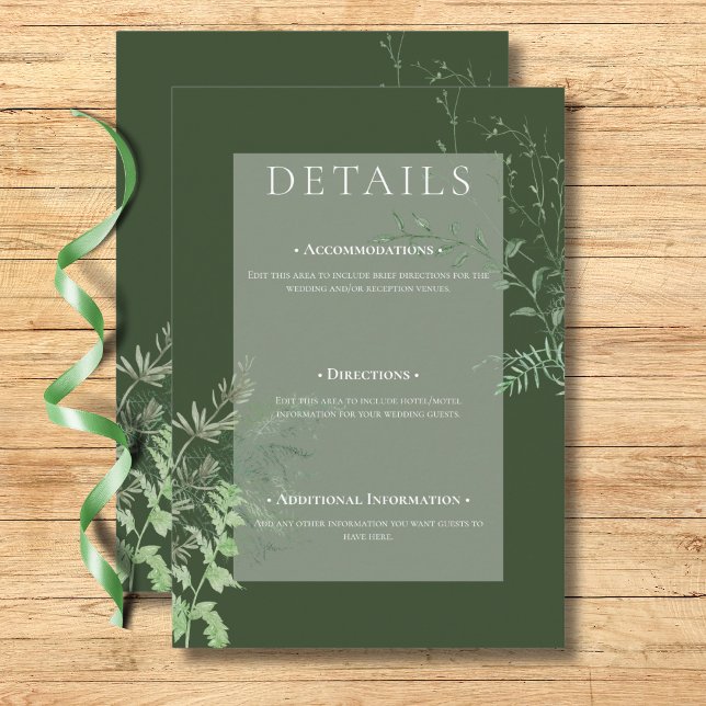 Rustic Fern Green Foliage Emerald Green Details Enclosure Card (Rustic Fern Green Foliage Emerald Green Details Enclosure Card)