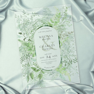 Rustic Fern Green Foliage Emerald Green Wedding Acrylic Invitations