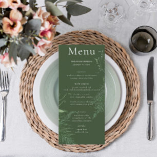 Rustic Fern Green Foliage Emerald Wedding Long Menu