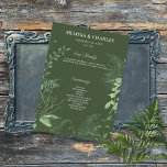 Rustic Fern Green Foliage Emerald Wedding Program<br><div class="desc">Introducing our enchanting wedding program where elegance meets nature in perfect harmony. A soft, feathery oval frame adorned with lush forest greenery, ivy, ferns, and more, beautifully set against a mesmerising emerald green background. Capture the essence of a romantic woodland escape with this stunning design that will leave your guests...</div>