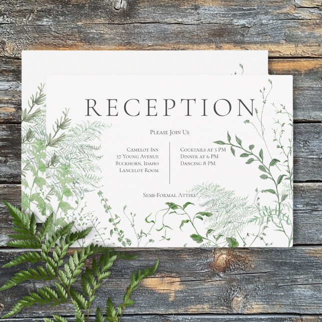 Rustic Fern Green Foliage White Wedding Reception Enclosure Card (Rustic Fern Green Foliage White Wedding Reception Enclosure Card)