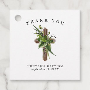 Rustic Fern Greenery   Baptism Favour Tag