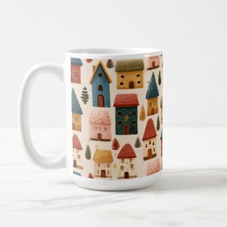 Rustic Festive Christmas Houses Seamless Pattern Coffee Mug