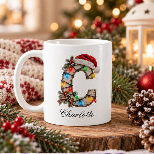 Rustic Festive Christmas Monogram Letter C Coffee Mug