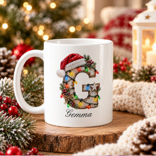 Rustic Festive Christmas Monogram Letter G Coffee Mug