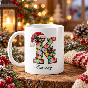 Rustic Festive Christmas Monogram Letter K Coffee Mug