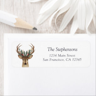 Rustic Festive Deer Return Address Label