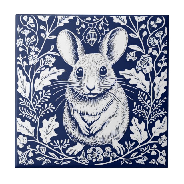 Rustic Field Mouse Ceramic Ceramic Tile (Front)