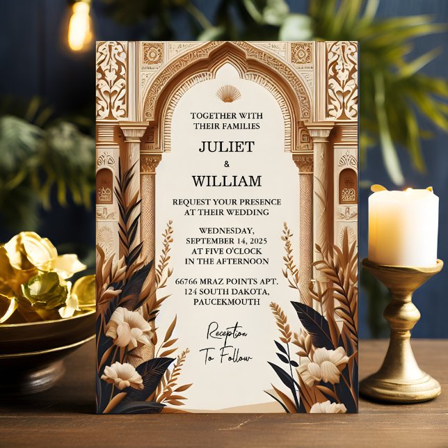 Rustic Fiesta Floral Rose Spanish Wedding Invitation (Creator Uploaded)