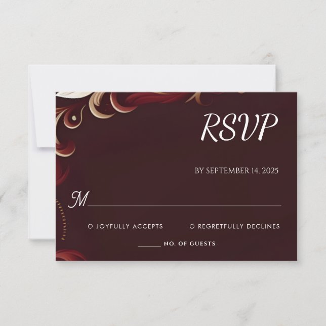Rustic Fiesta Floral Rose Spanish Wedding RSVP Card (Front)
