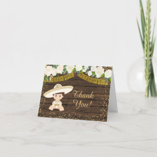 Rustic Fiesta Gold Charro Boy Thank You Card