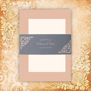 Rustic Filigree  Wedding Invitation Belly Band
