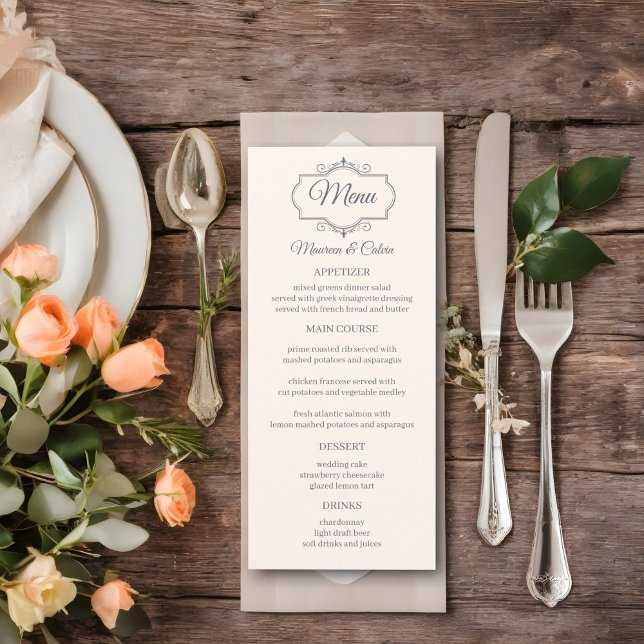 Rustic Filigree Wedding Menu (Creator Uploaded)