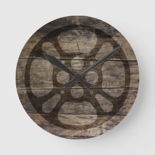 Rustic Film Reel Wood Look Round Clock