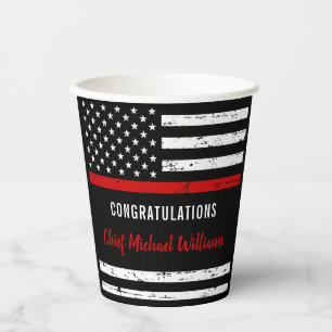 Rustic Firefighter Retirement Party Congrats Paper Cups