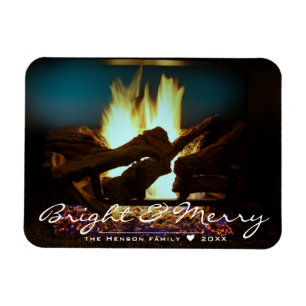 Rustic Fireplace Fire Wood Cosy Warm Holiday Magnet