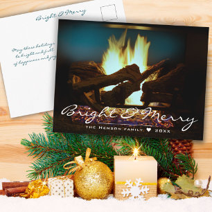 Rustic Fireplace Fire Wood Cosy Warm Holiday Postcard