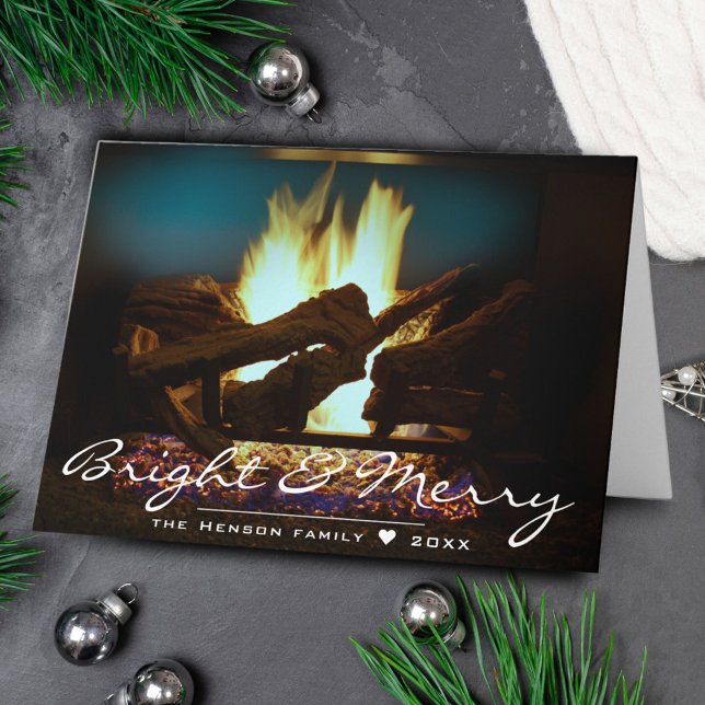 Rustic Fireplace Fire Wood Cozy Warm Holiday Card (Creator Uploaded)