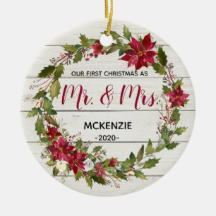 Rustic First Christmas as Mr & Mrs Ornament