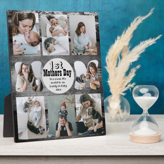 Rustic First mother's Day Photo Collage Plaque (Side)