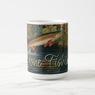 Rustic fish fishing fly fishing Gone fishin" Coffee Mug