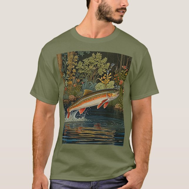 Rustic fish fishing fly fishing T-Shirt (Front)