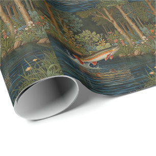 Rustic fish fishing fly fishing wrapping paper