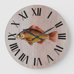 Rustic Fish Wooden Large Clock